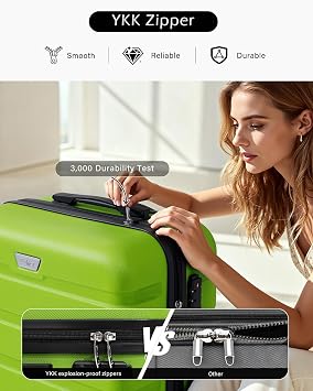 COOLIFE 3 Piece Luggage Set for Family,ABS+PC, Lightweight Durable Suitcase