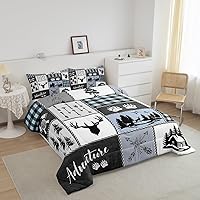 Vista 7 de Juego de edredón Deer Bear para niños tamaño completo, juego de ropa de cama rústica de aventura de caza para decoración de habitación de niños