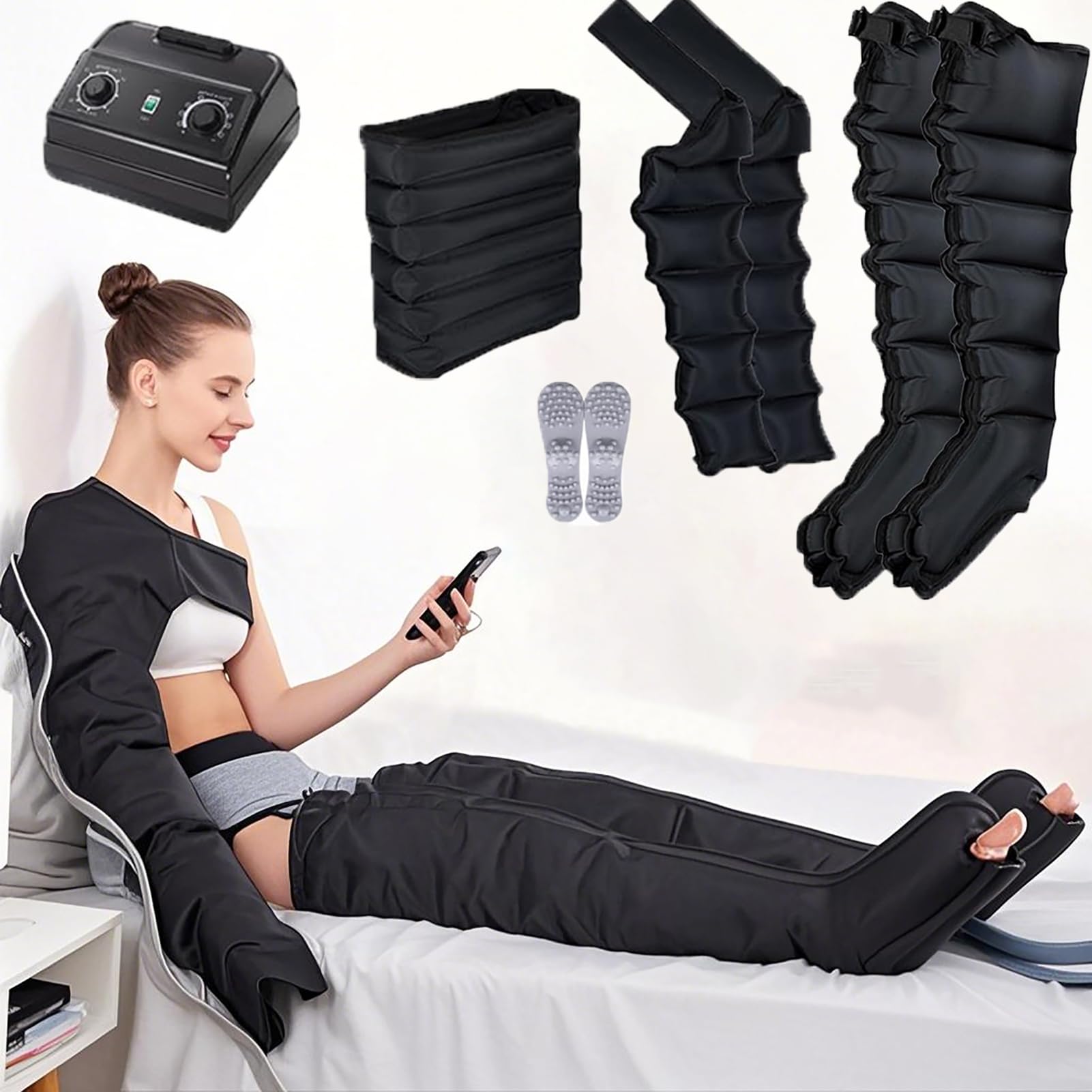 Masajeador De Drenaje Linfático, Masajeador De Brazo Y Pie De Relajación De Cintura, Hinchazón De Circulación De Linfedema, para Alivio De Piernas Y Pies Profundos Drenaje Linfático