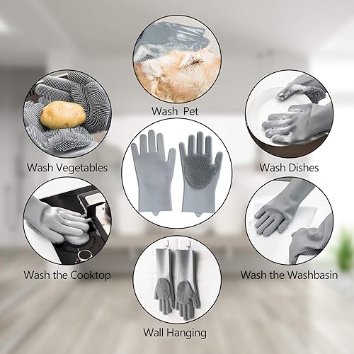 Miniatura 6 de Guantes de aseo para mascotas – Cepillo de champú suave para perros – Guante de masaje con diseño mejorado de cinco dedos – Guante de deshedding