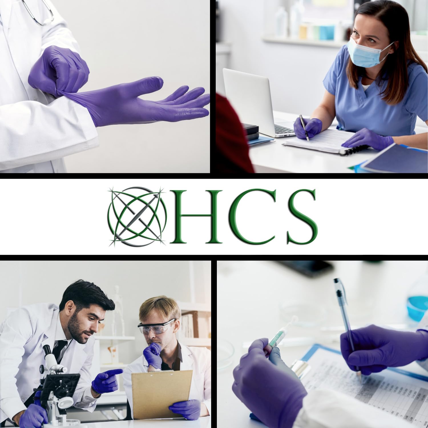 HCS Rękawice nitrylowe – (250 w pudełku) Jednorazowe rękawice medyczne – gumowe rękawiczki bez lateksu – jednorazowa rękawica, klasyfikacja chemioterapii, ciemnofioletowa, rozmiar L