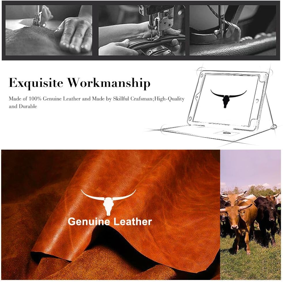 Up To 40% OFF FYY Genuine Leather Case for Apple iPad Pro 12.9 inch 2017/2015, Luxurious Genuine Leather Handmade Case Protective Cover Travel Sleeve Bag for iPad Pro 12.9 (Both 2017 and 2015 Models) Black