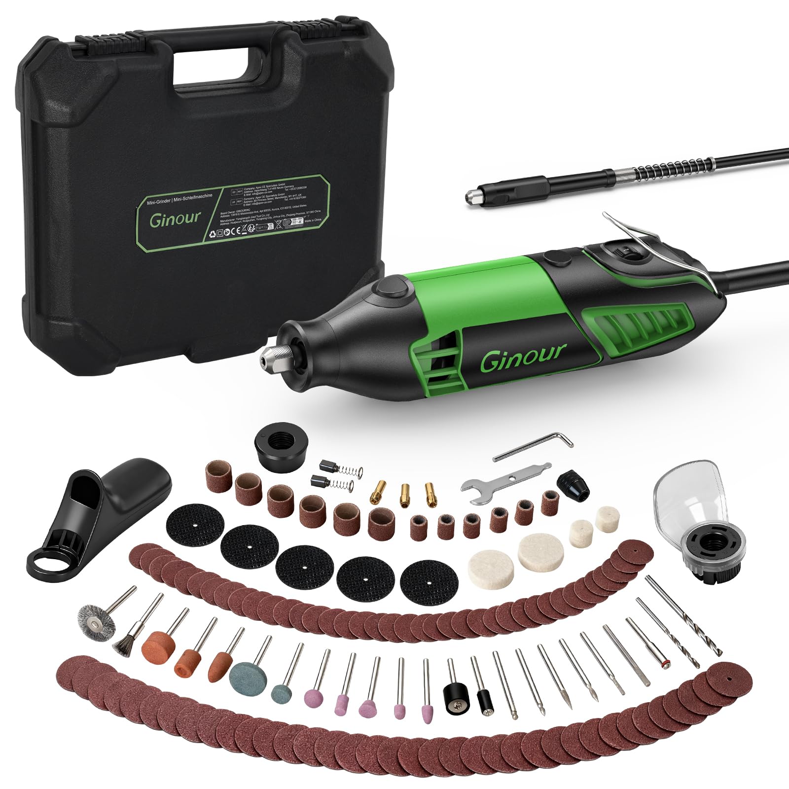 Rotary Tool Kit 200W Rotary Multi Tool 6 Variable Speed 8000-35000Rpm With Keyless Chuck And Flex Shaft, 135Pcs Accessories Set For Diy Craft, 5065020428062