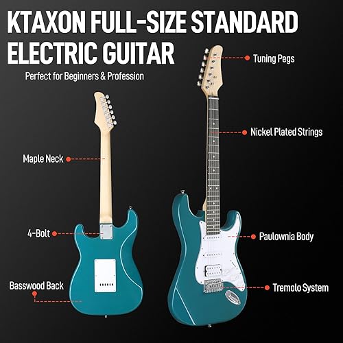 Vista 16 de Ktaxon Kit de guitarra eléctrica de 39 pulgadas para principiantes, pastillas HSS de 6 cuerdas de cuerpo sólido de tamaño completo para adultos