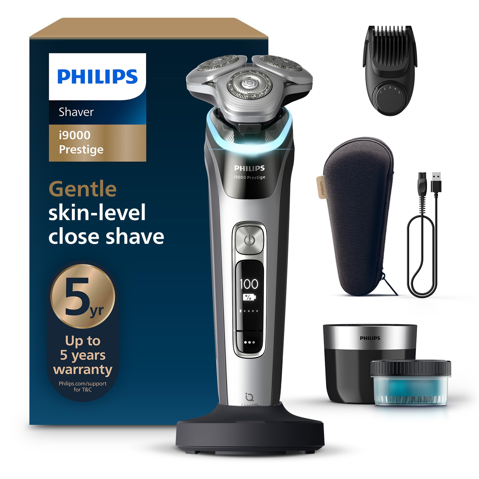 Philips Philips Shaver i9000 Prestige, Wet & Dry Electric Shaver, Dark Slate Nova, with Skin IQ Technology, Triple Lift & Cut System, 36