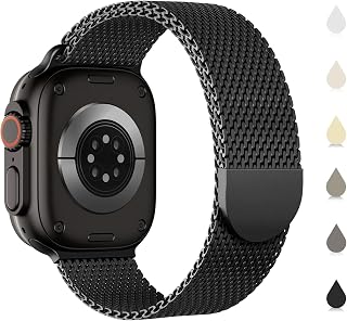 Original Milanese Metal Band Compatible with Apple Watch Bands 38mm/40mm/41mm/42mm(Series 10) for Men Women, Stainless Steel Mesh strap for iWatch Ultra 2 Series 9 8 7 6 SE 5 4 3 2 1 Black
