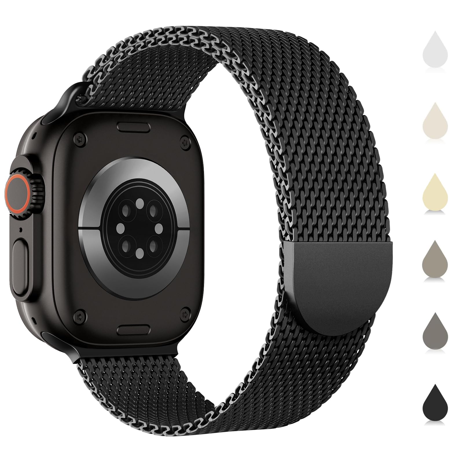 Original Milanese Metal Band Compatible with Apple Watch Bands 44mm/45mm/46mm/49mm/42mm(Series 3 2 1) for Men Women, Stainless Steel Mesh strap for