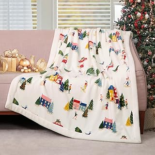 Cozy Bliss Sherpa Throw Blanket White Christmas Blanket Double-Sided Plush Blanket Thick Warm Cozy Throw Blanket for Couch Blanket (White, 50"x60")