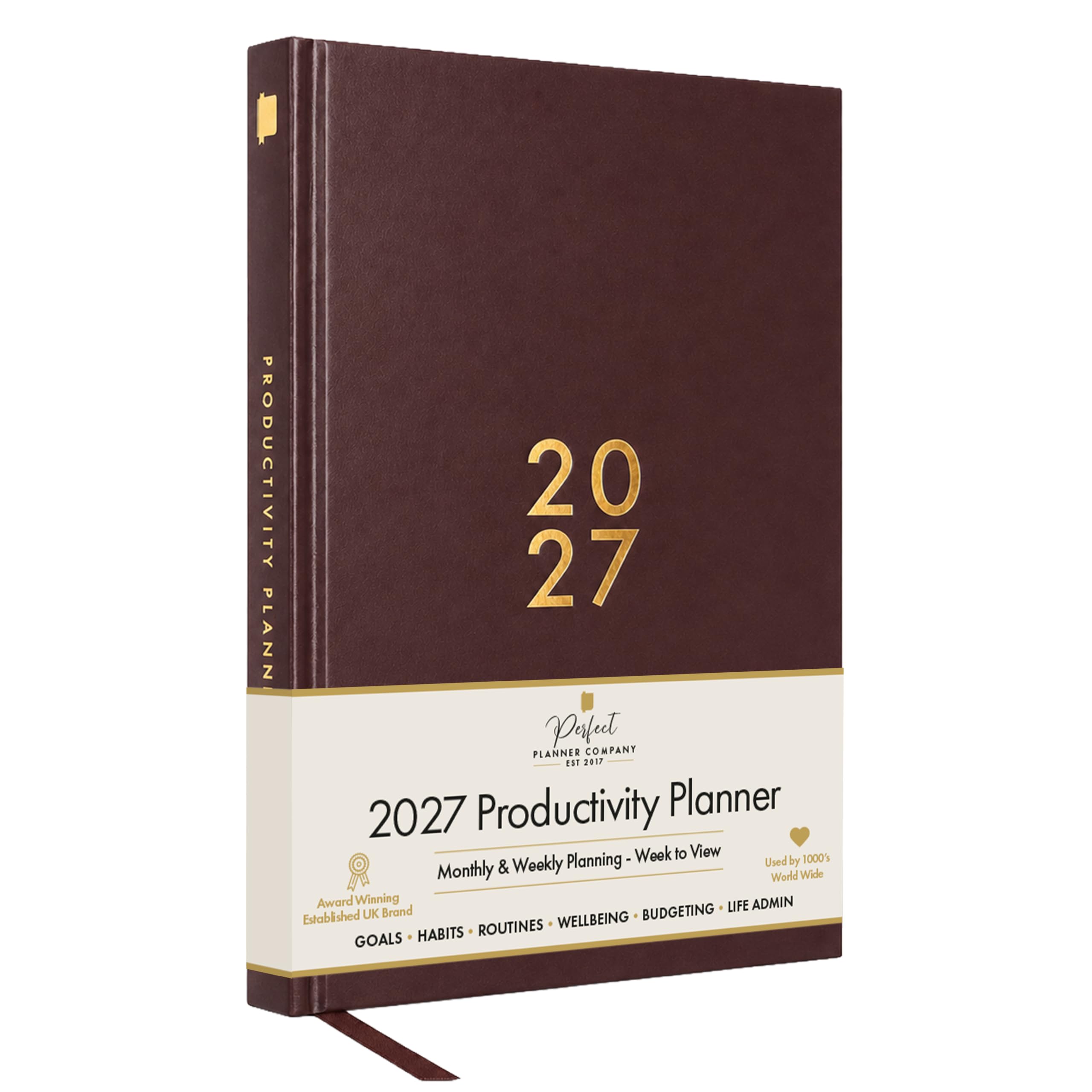 Perfect Planner Company Agenda 2027 Semainier de productivité A5