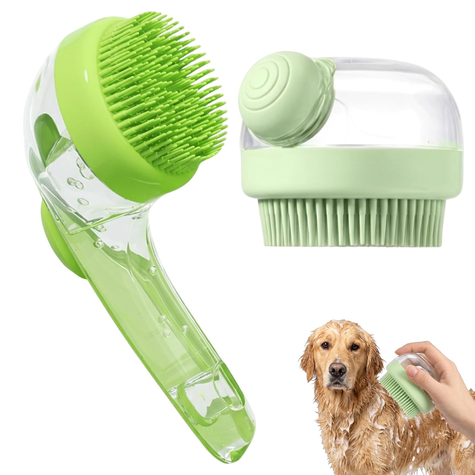 2 PCS Pet Bath Brush for Dogs, Dog Shampoo Brush, Grooming Set with Short and Long Handle Designs, Ideal for Regular Bathing and Travel Care, Suitable for Multiple Pets Including Cats and Dogs