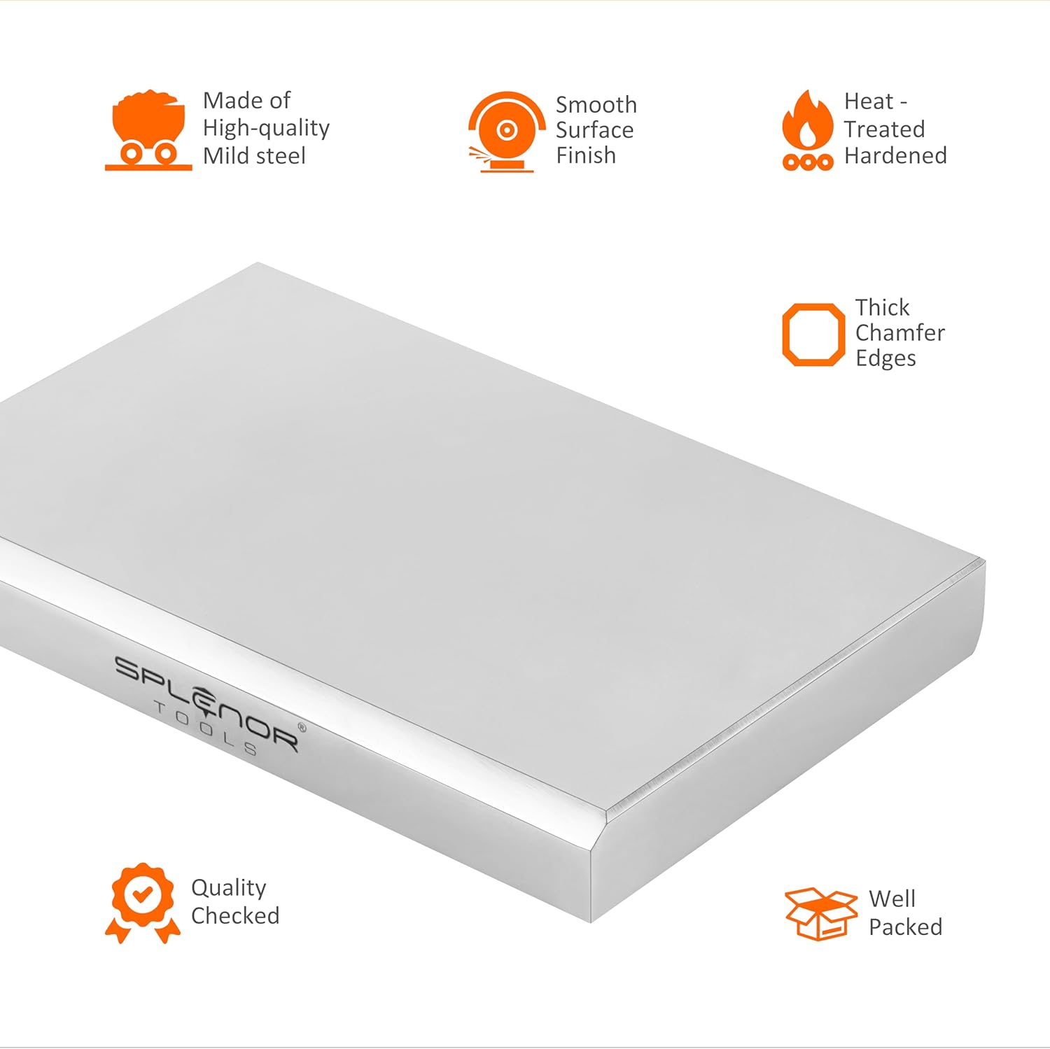 Splenor Tools Steel Large Cavity Bench Block - Flat Anvil Jewelers - Solid Metal Bench Block for Jewelry Repairing & Metal Stamping