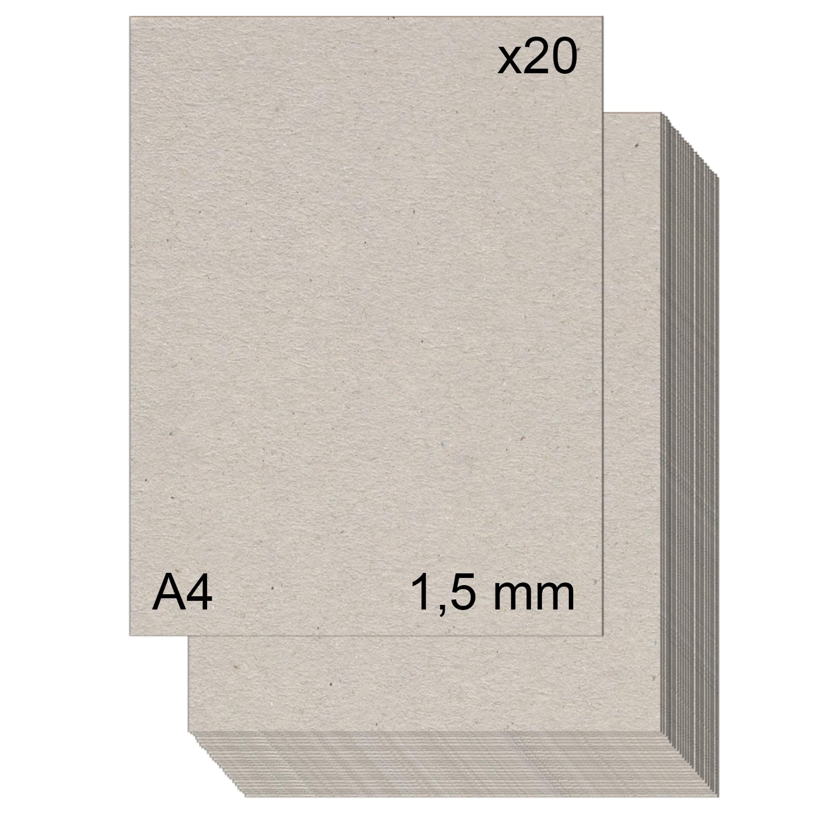 Cartón piedra gris contracolado (1,5 mm.) para manualidades, encuadernación, cartonaje y scrapbooking (20, 1,5mm - A4)