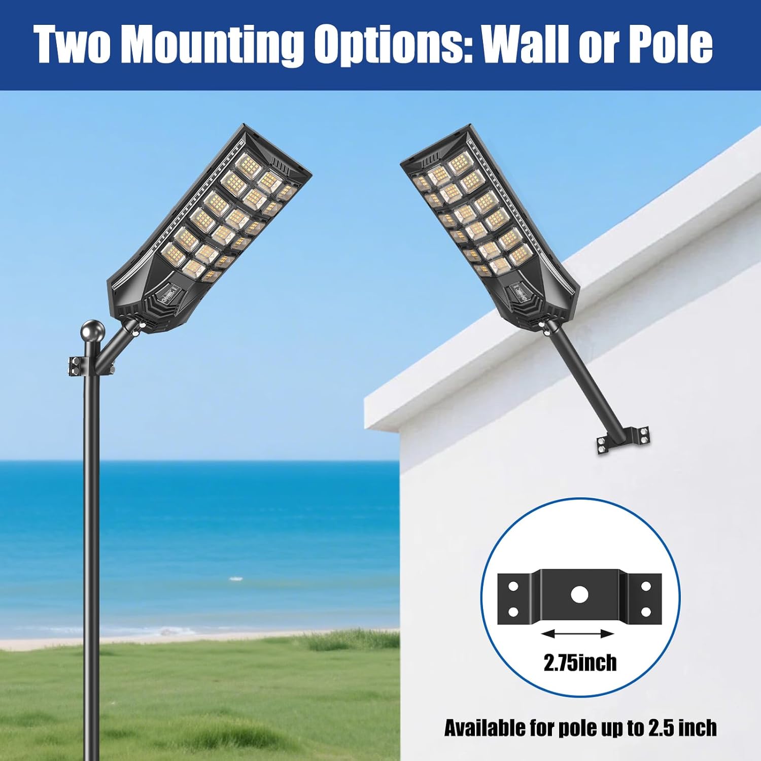 Solar Street Lights Outdoor Waterproof IP65, 3000K/4500K/6500K Solar Floodlight Dusk to Dawn with Motion Sensor and Remote, Solars Security Lights for Outside Yard, Garden (1 Pack)