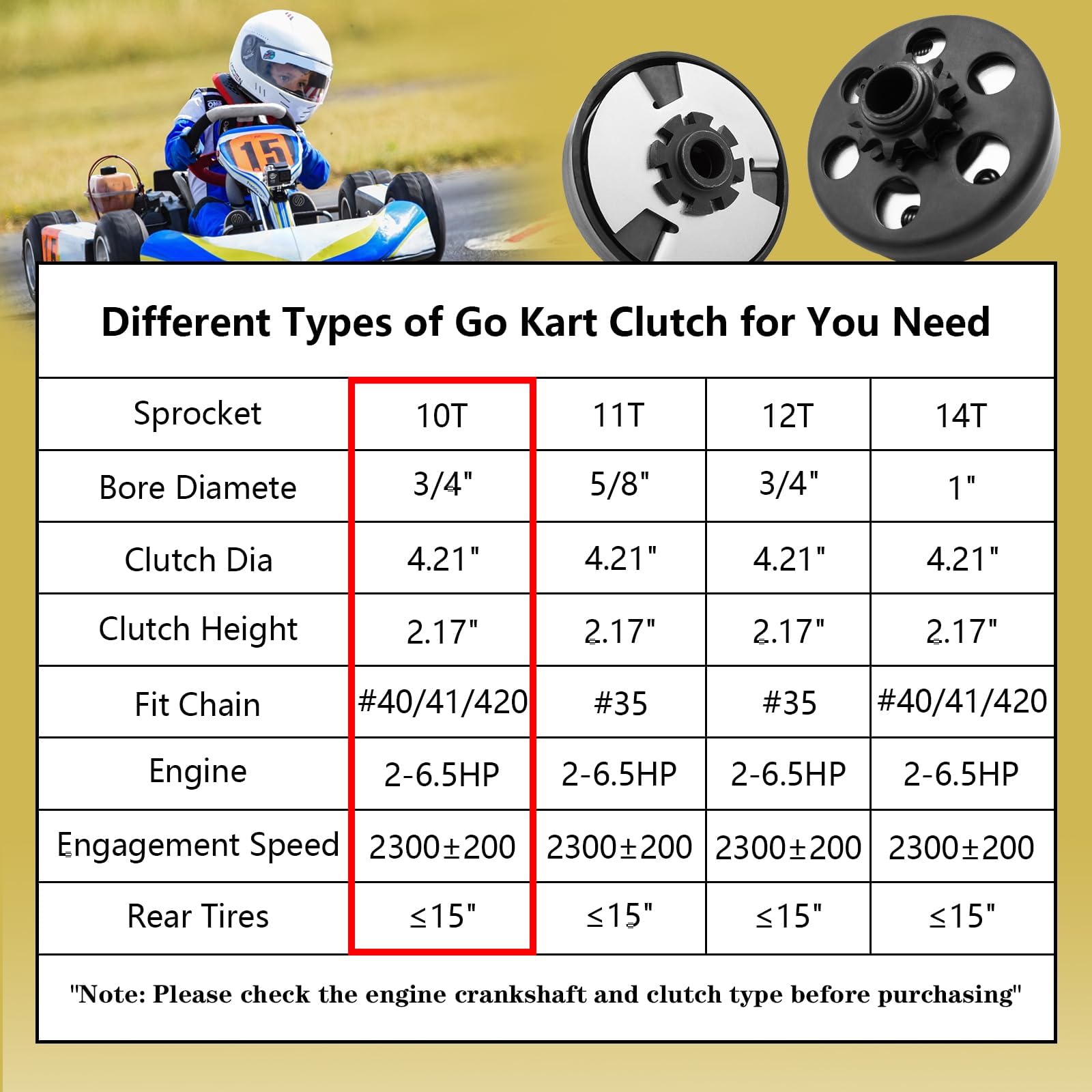 Embrague centrífugo, Go Kart embrague 3/4 orificio 10T con cadena #40 41 420 para mini bicicleta, Go Kart, predator 212, cortacésped y motor Honda GC GX 2-6.5HP GC160 GC190 GX120 GX140 GX160