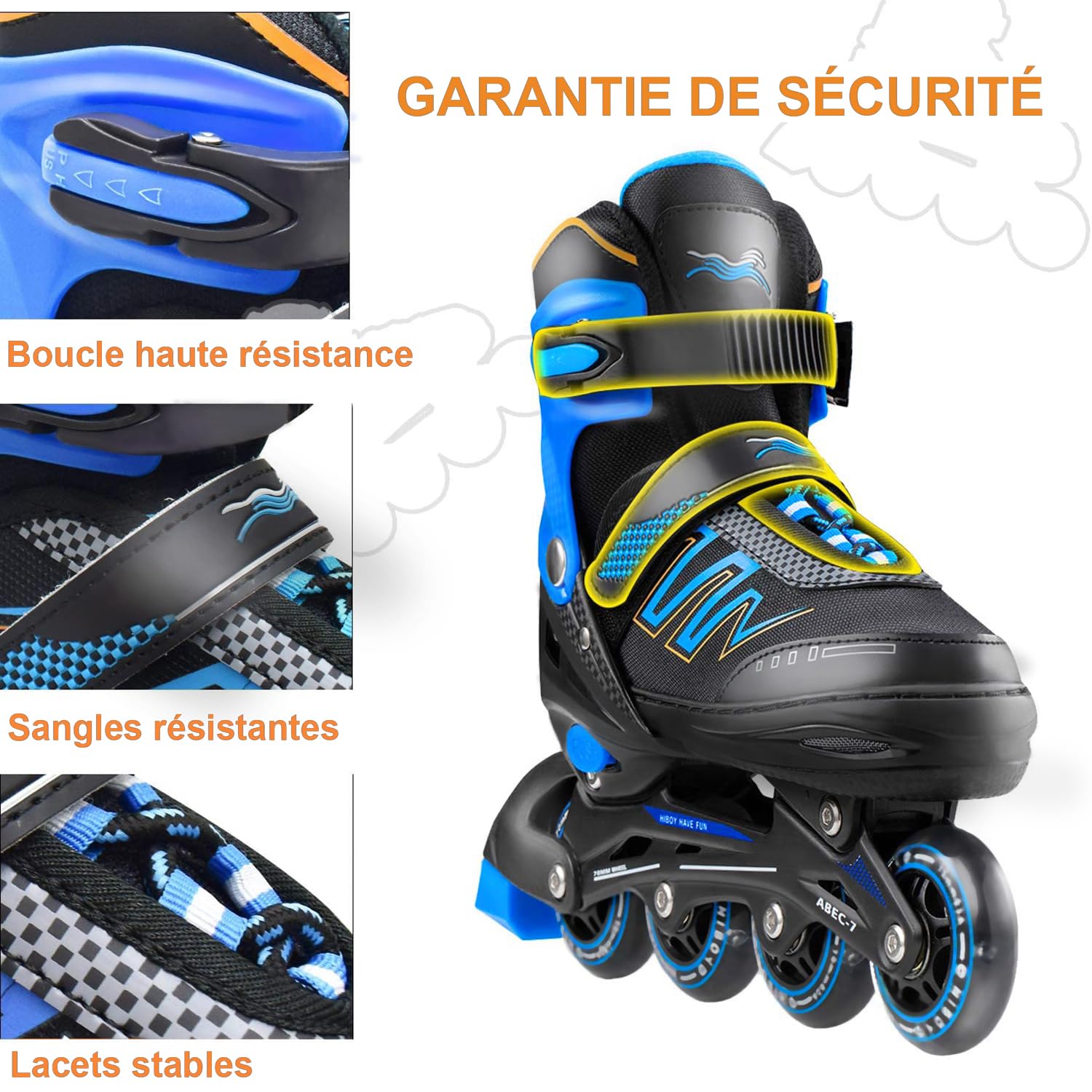 Roller en Ligne Enfant - Roller Enfant Garcon Fille, Roller Lumineuse, 4 Tailles Réglables