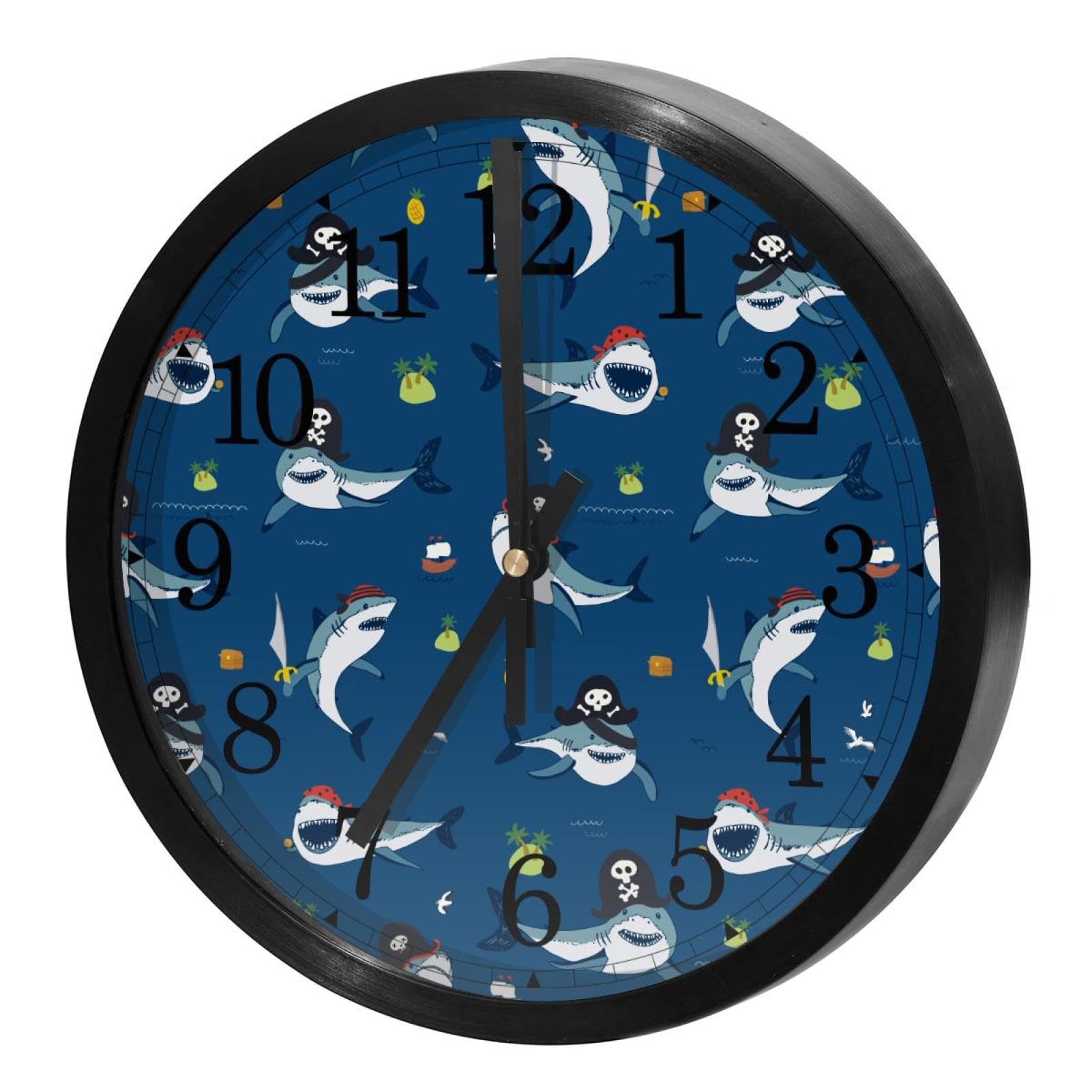 Horloge murale silencieuse pour cuisine et bureau Requin Coco
