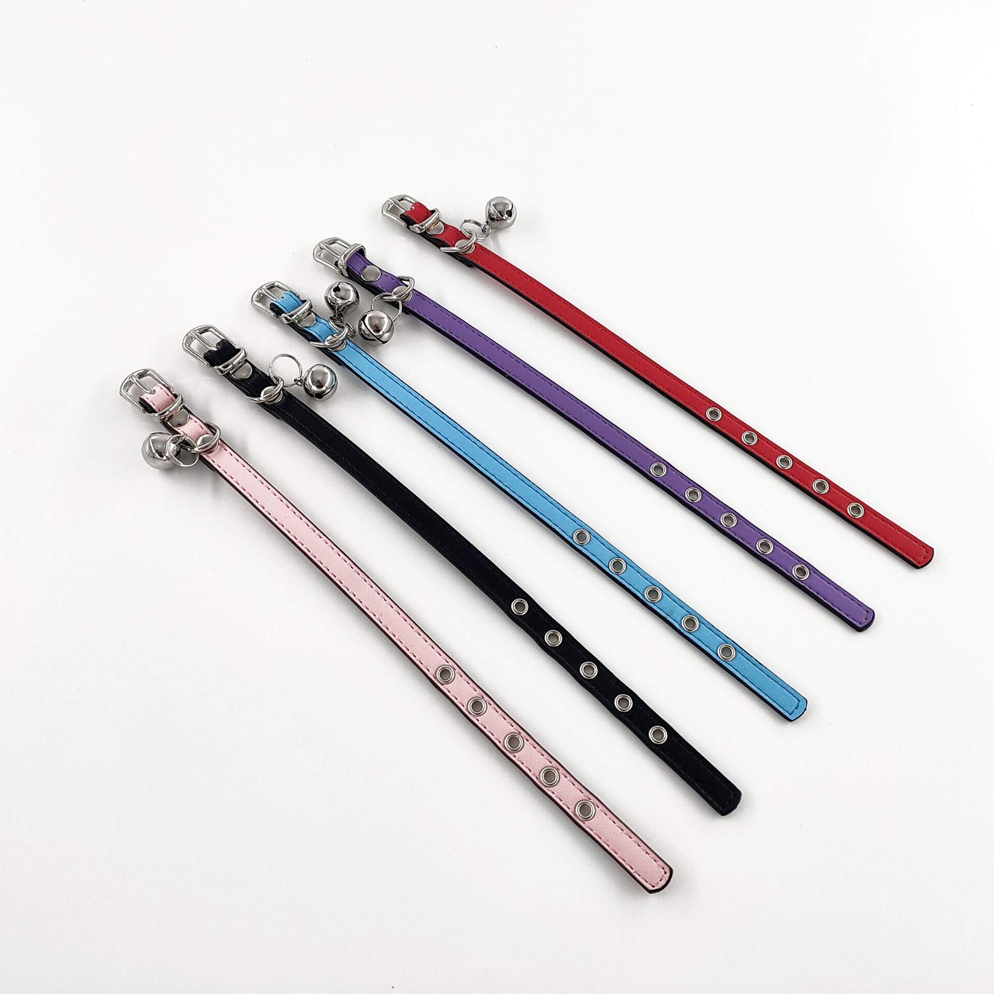 Accod Lederhalsband Mit Glöckchen Für Kleine Hunde & Katzen – Verstellbar 22–28 Cm, 1,3 Cm Breit, Rot