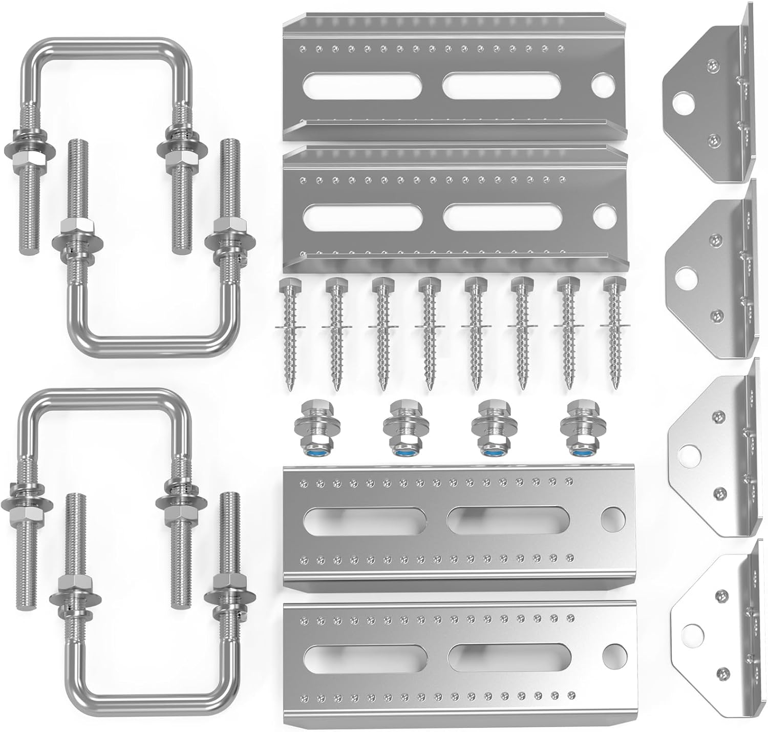 4 PCS 8" Galvanized Swivel Top Bunk Bracket Kit for 3" x 1.5", 3" x 2 " and 3" x 3" Boat Trailer Crossmember, Boat Trailer Bunk Brackets, Square U-Bolts