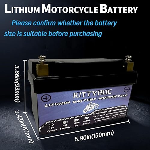 Miniatura 2 de LiFePO4 - Batería de litio para motocicleta de 12 V, 4 Ah 300 A, batería de arranque de motor con BMS, ATV de repuesto, UTV, cortacésped, moto de