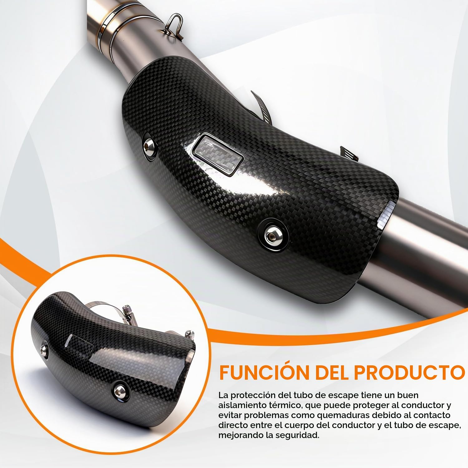 JFG RACING Protector Tubo Escape Moto,Fibra de Carbono Escudo Termico Escape Universal para Motocicleta de Calle Motocicleta Deportiva(Tamaño: 194 x 77 mm)