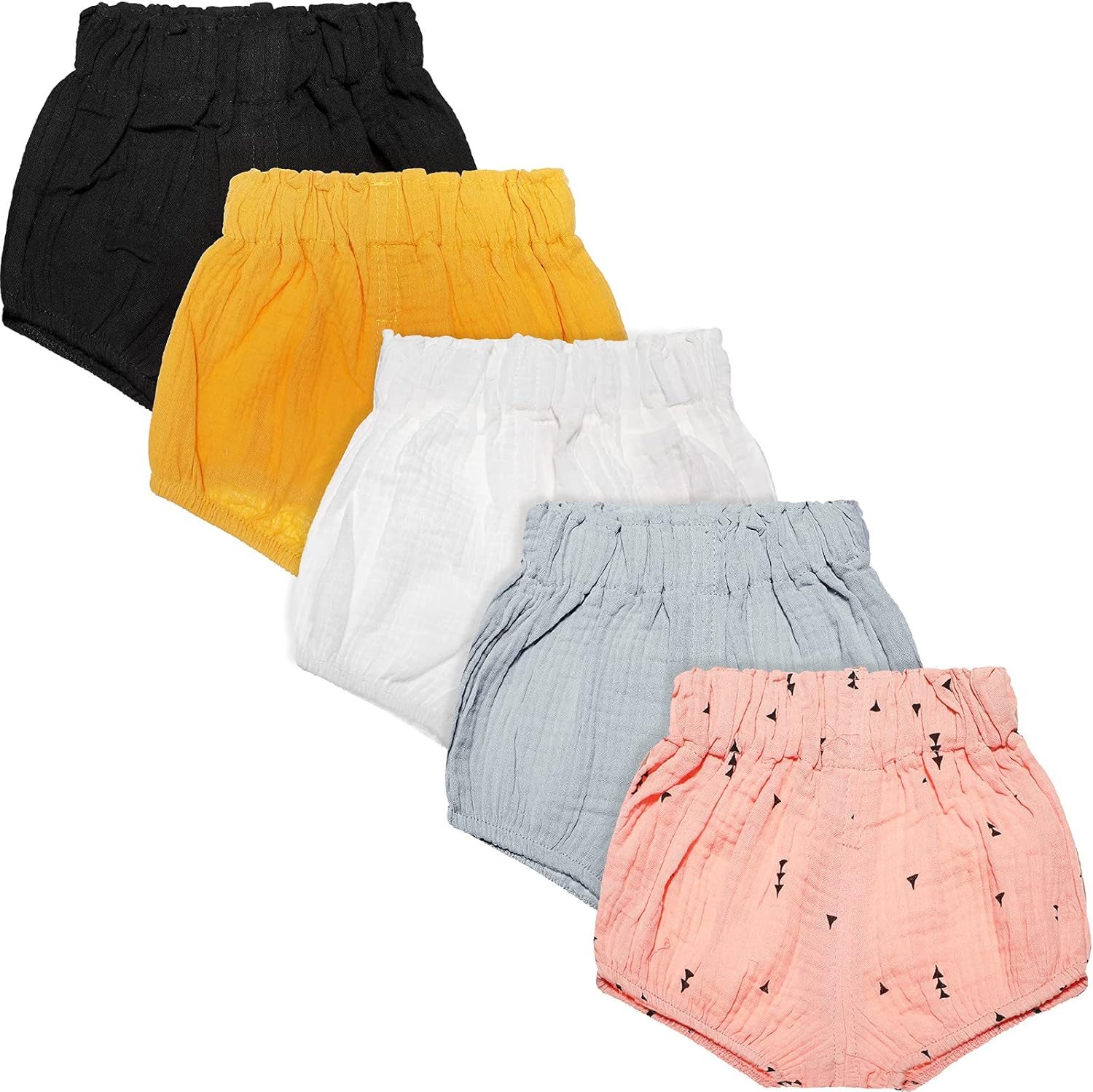 Sintege 5 Pieces Baby Shorts Linen Bloomer Short 3-6 Months Blend Summer Loose Cute Short Bloomer for Unisex Boy Girl