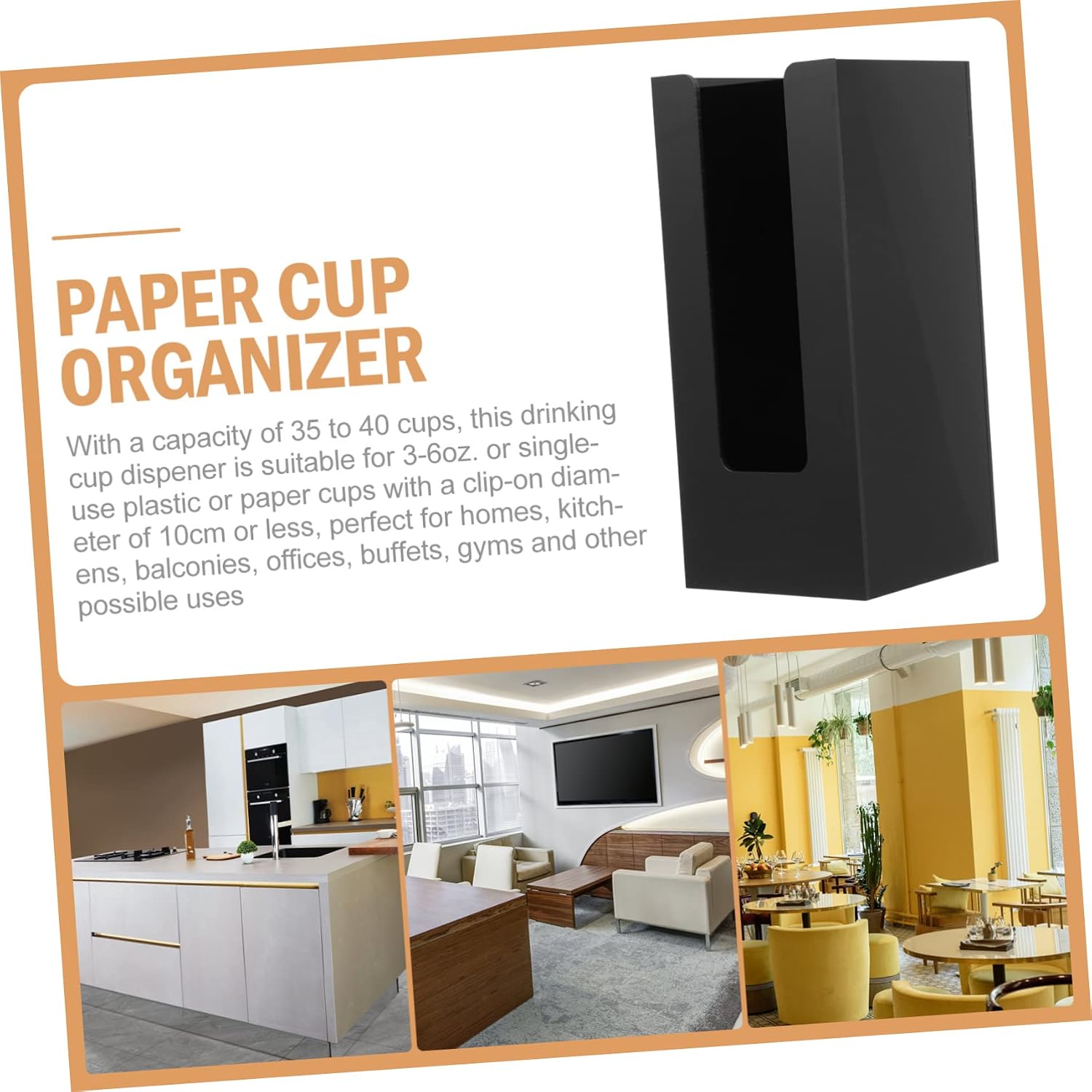 Elegant Acrylic Cup Storage Tube Paper Cup Box Desk Organizer Wall Mountable Black Easy Access