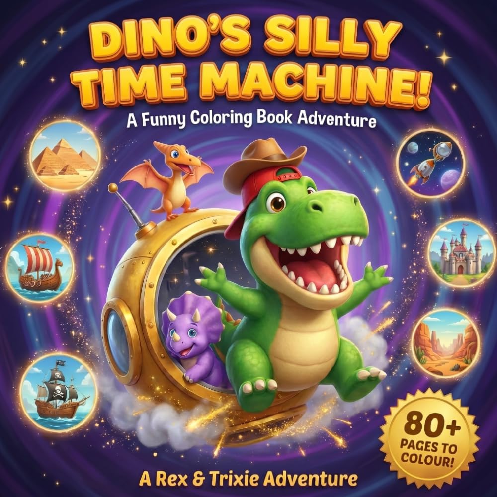 Dino's Silly Time Machine!: A Funny Colouring Book Adventure. A Rex & Trixie Adventure