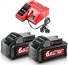 2X 18V 6,0Ah Batterie de Remplacement pour Milwaukee + 4A Chargeur Compatible avec Milwaukee M18 M18B 48-11-1840 48-11-1828 48-11-1820 48-11-1815 48-11-1850