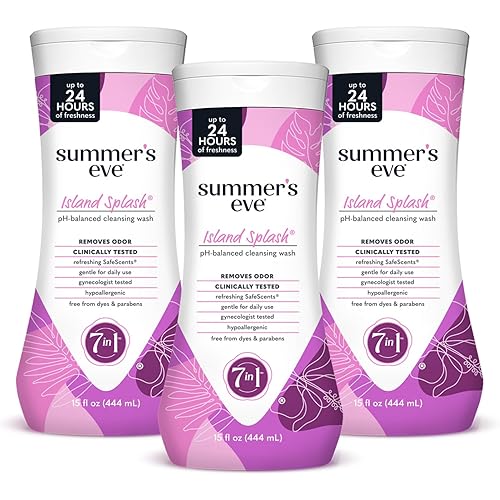 Summer's Eve Island Splash All-Over Daily Feminine Wash, pH-Balanced Body Wash for Women, Removes Vaginal Odor and Refreshes, 15 Fl Oz, Pack of 3