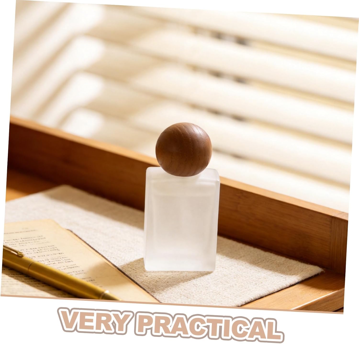 jojofuny 4pcs 30ml Refillable Perfume Spray Bottles Frosted Glass Travel Atomizers with Walnut Wood round Cap Portable Mini Fragrance Mist Bottles for Travel and Daily Use