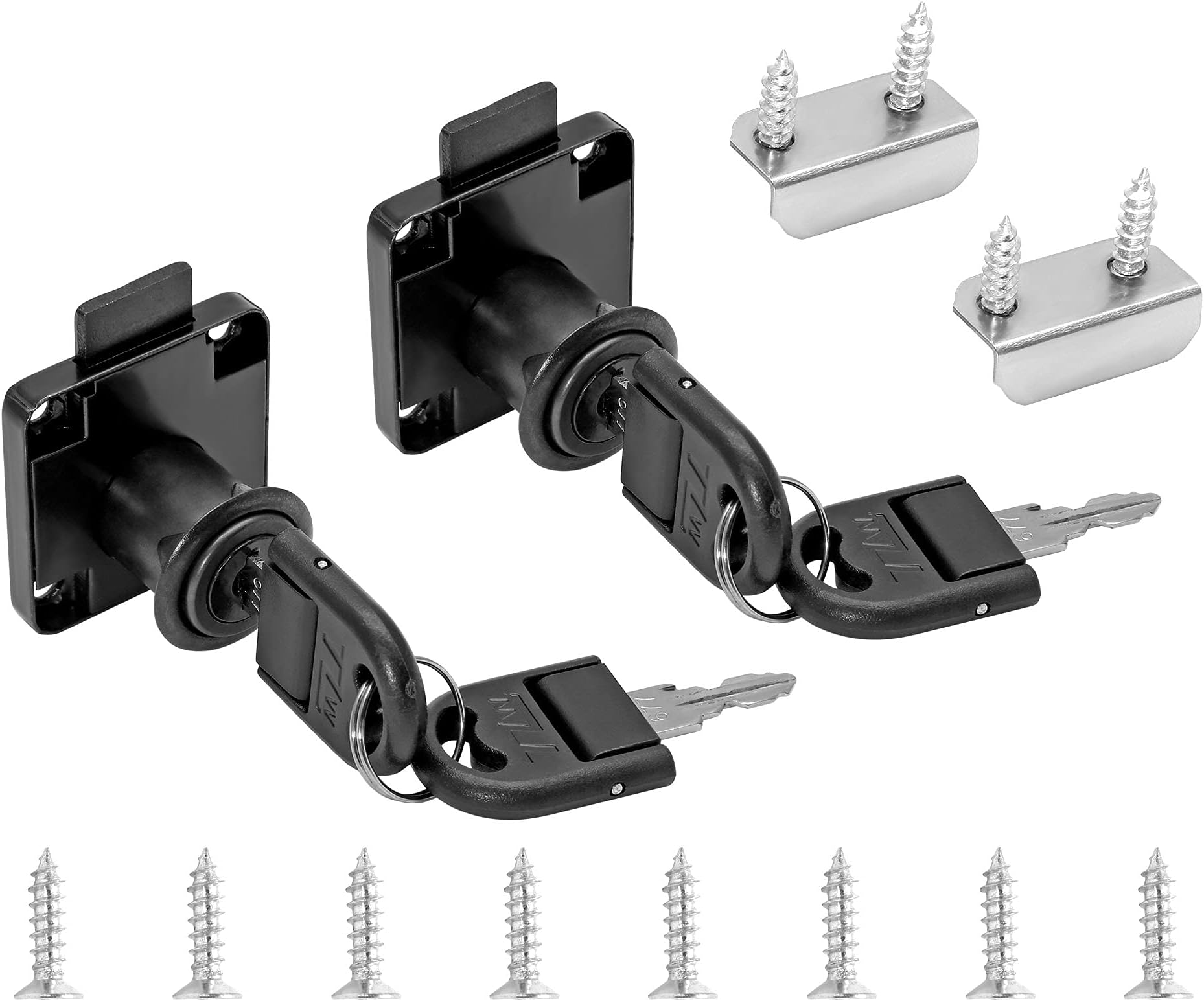 Jiozermi 2 Packs Drawer Lock with Keys, Desktop Lock with 0.75"/19mm Length Cylinder Cam for Drawer Cabinet Wardrobe Office Desk Letter Box, Black