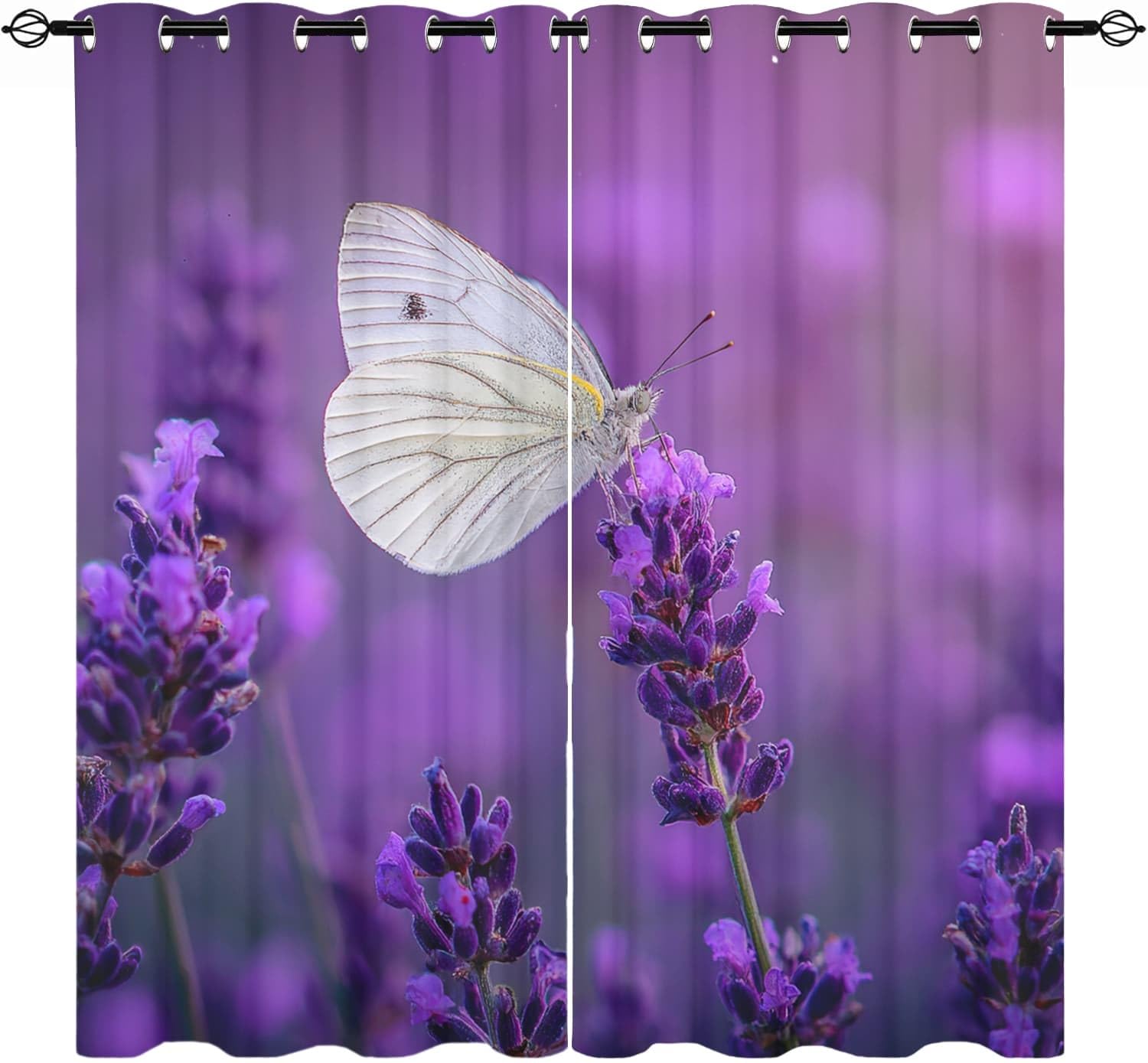 Draperies opaques thermiques violettes avec rideaux à oeillets anti-fondu