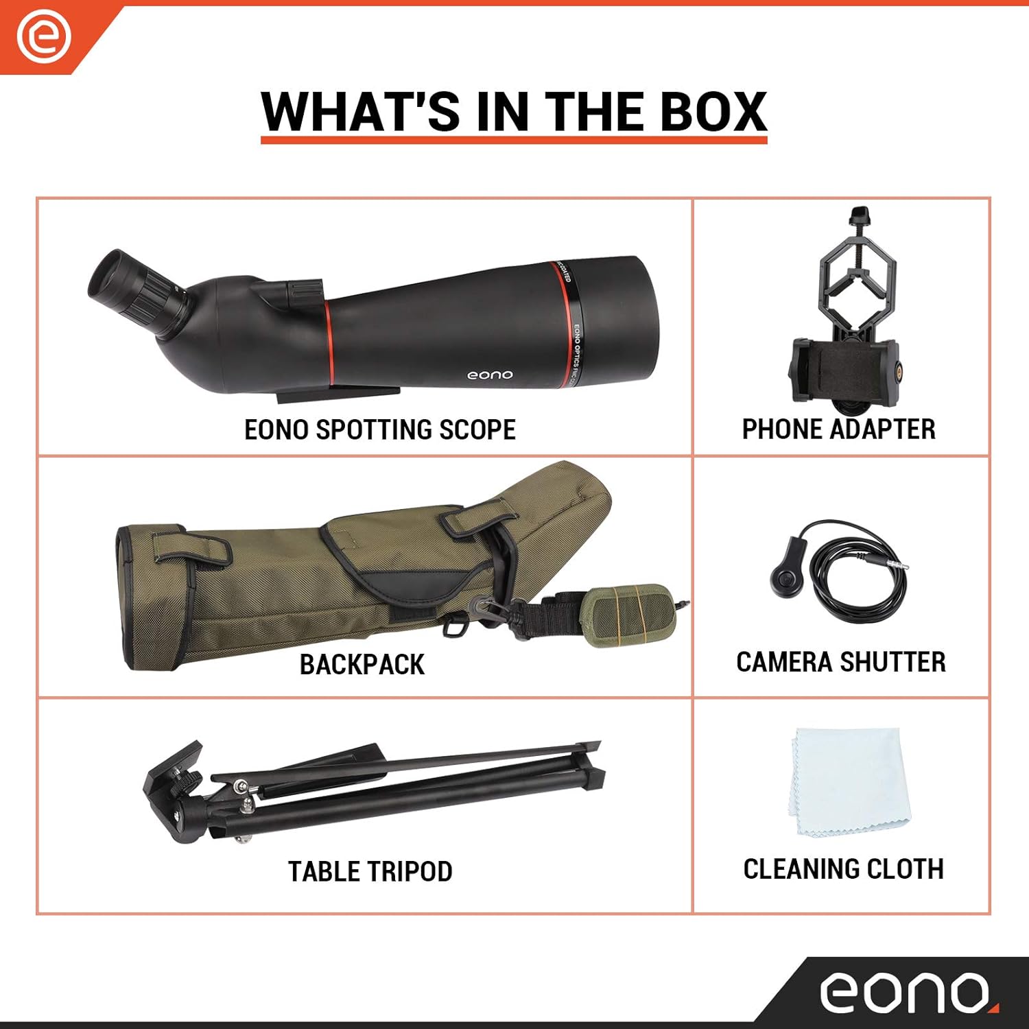 Amazon Brand Eono Spotting Scope 2060×80 HD for Bird Watching
