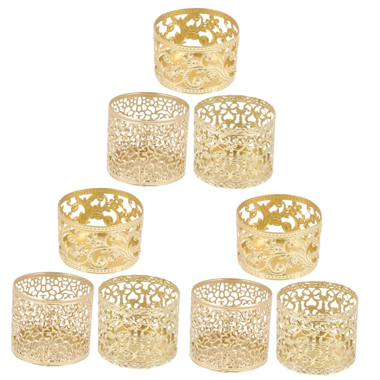LIFKOME 9pezzi Portacandele Ferro Dorato Scavato Per Decorazione Casa Atmosfera Romantica e Calper Feste e Ricevimenti Design Classico e Elegante