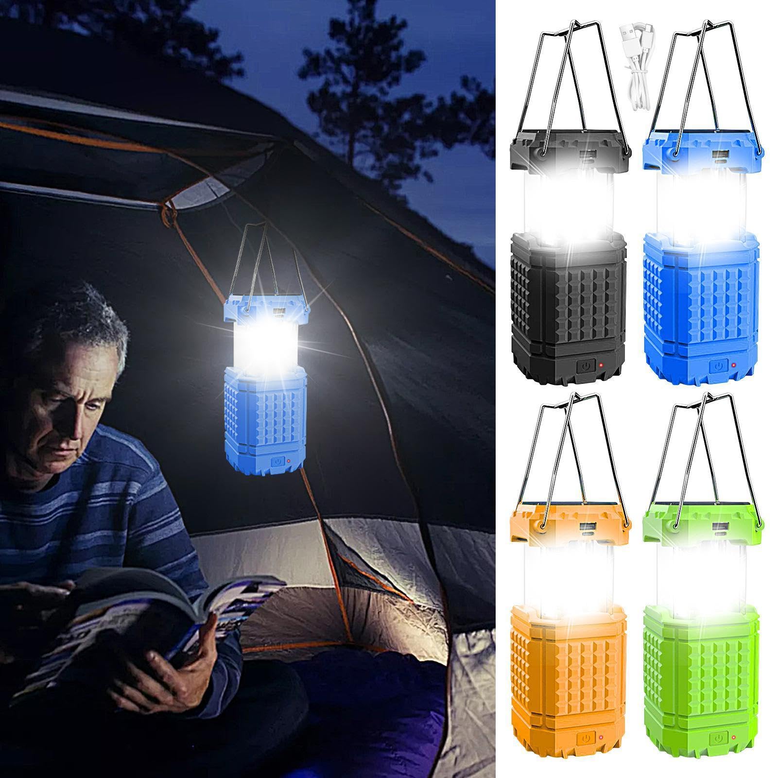 Luce da esterno per campeggio Lanterna a manovella pieghevole impermeabile | Luce LED Ricaricabile USB da Esterno Per riparazioni auto, arrampicata, giardino e cortile, escursionismo, pesca