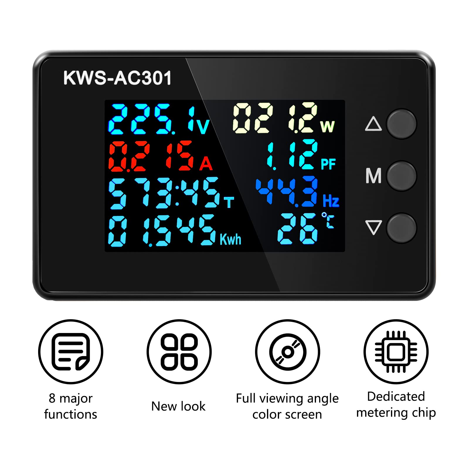 Digital Display AC Multimeter 50-300V 0-100A Current Voltmeter with Open Transformer 110V 220V 8 in 1 Multifunction Electric Meter Power Detector LCD Digital Display Tester Gauge Monitor — Amazon image 6
