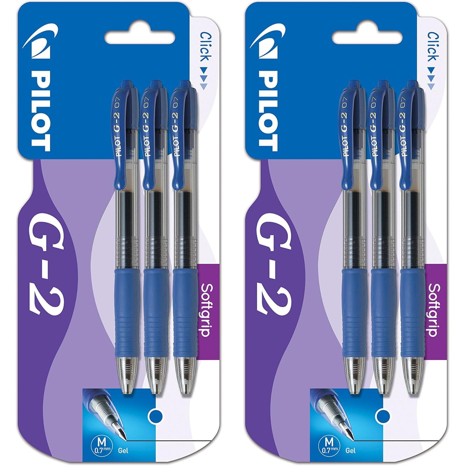 PILOT G207 Retractable Gel Rollerball Pen | 0.7mm Medium Nib/Tips | Blue Ink | Pack of 6 Pens