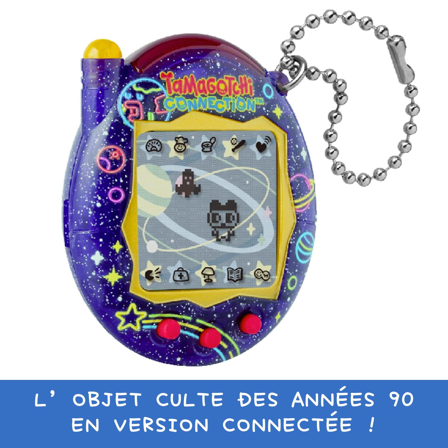 Bandai - Tamagotchi Connection Neon Planet – Animal Virtuel Interactif avec Connexion Infra-Rouge – Grand Écran en français – 6 Mini-Jeux – 50 Personnages à Débloquer - Jouet Enfant 6 ans et + - 44028
