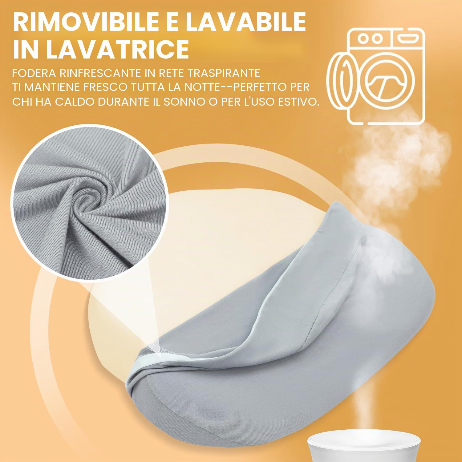 Chilling Home Cuscino per Gravidanza, per Dormire, in Memory Foam, per Pancia, Schiena, Cuscino per il Corpo Regolabile e Portatile, per Chi Dorme Sul Fianco (10 cm, grigio)
