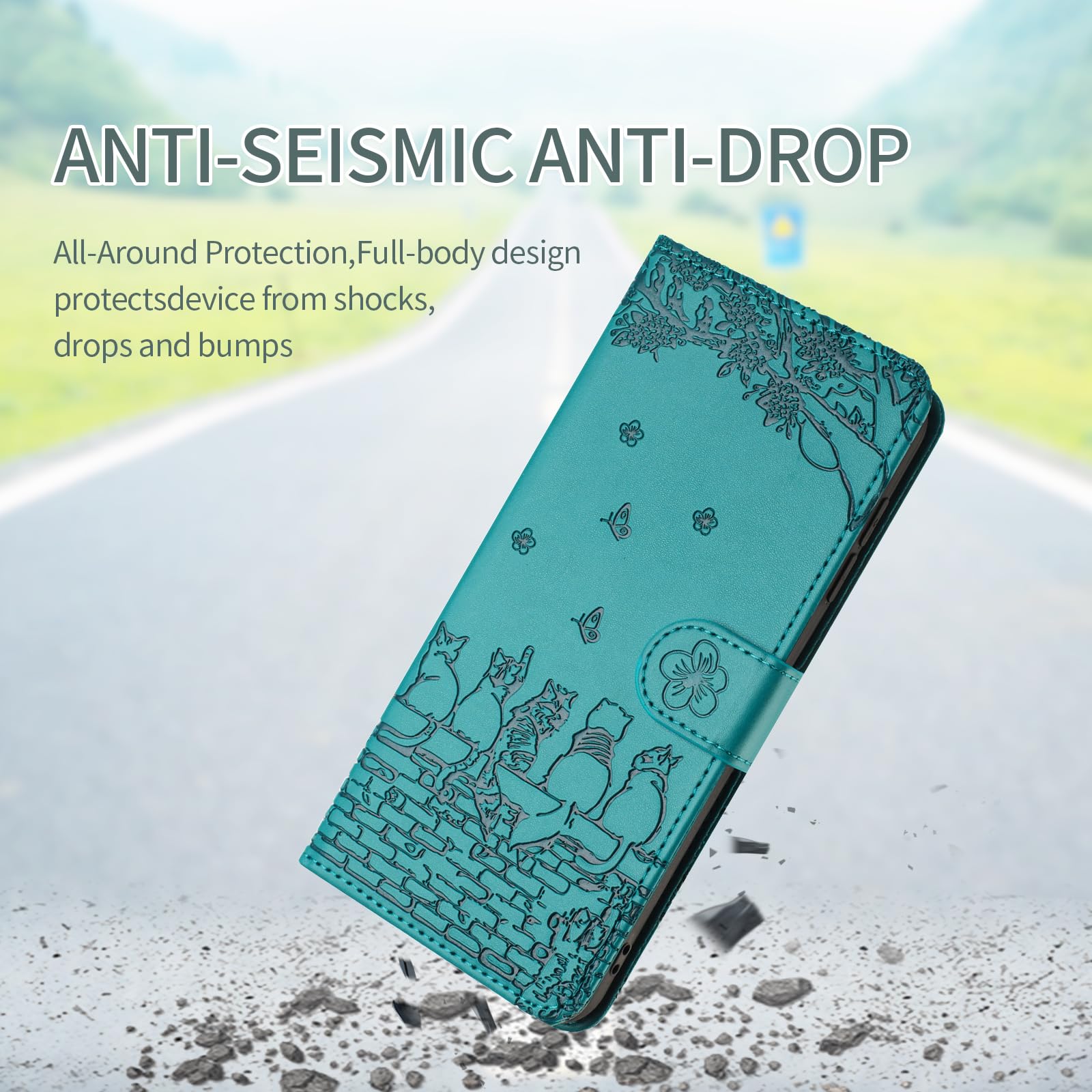 Custodia Portafoglio Per Xiaomi Redmi Note 13 4G Con Design Gatto – Pelle PU, Slot Carte, Supporto Magnetico, Colore Blu - 2