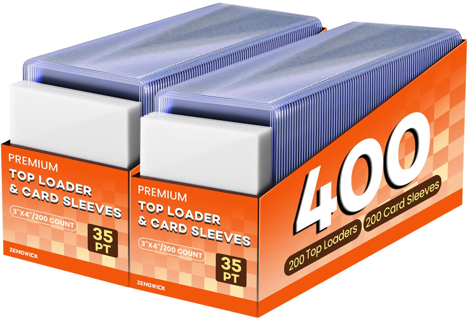 400 custodie per carte di credito, 7,6 x 10,2 cm, in plastica rigida, protezioni per carte da baseball, porta carte da calcio e sport (200 caricatori dall'alto + 200 custodie penny)