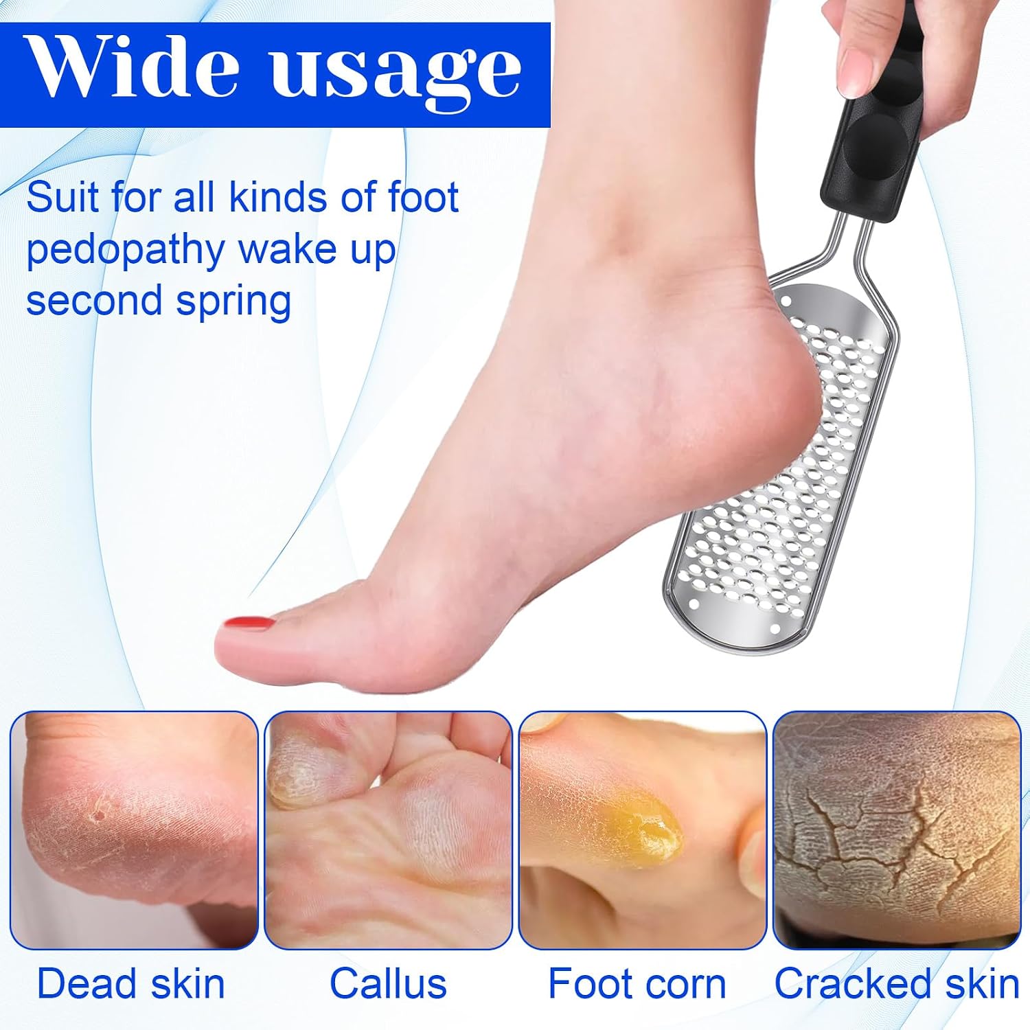 12 Pcs Foot File Callus Remover Replacement Blades Metal File Callus Remover Shaver Blades Hard Skin Remove Stainless Steel 2 Designs Big/fine Hole for Detachable Foot Scrubber