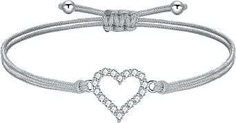 J.Endéar Mädchen Kinder Armband Herz Silber 925 mit Zirkonia Buntes Filigranband Handgefertigter Schmuck, Geburtstag Kommunion Kindertag Geschenk