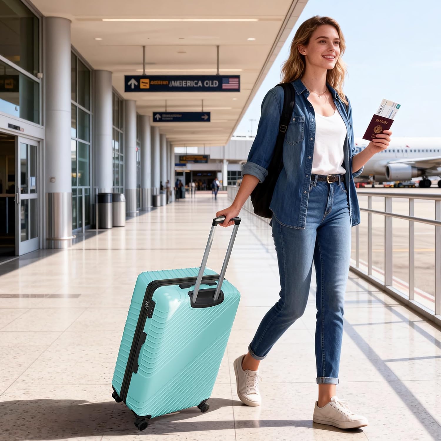 20 Inch Carry On Luggage, ABS Hardside Suitcase with Spinner Wheels, Airline-Approved Cabin Luggage with TSA Security Lock, Expandable Travel Suitcase for Flights, Business Trips & Weekend Vacations