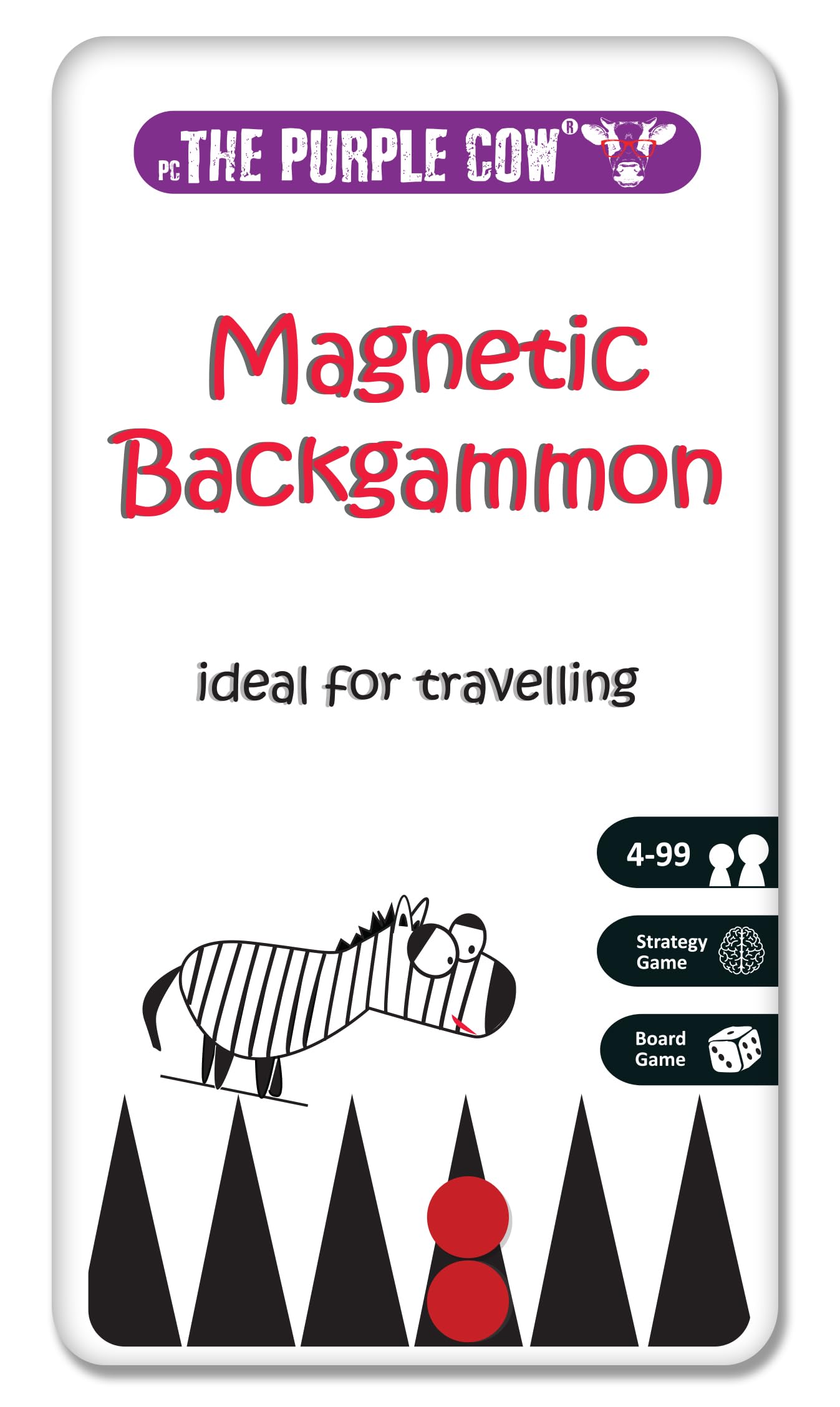 The Purple Cow Magnetic Travel Backgammon Game for Kids &amp; Adults. Game for 2 Players. Hours of Fun, from 4 to 99 Years