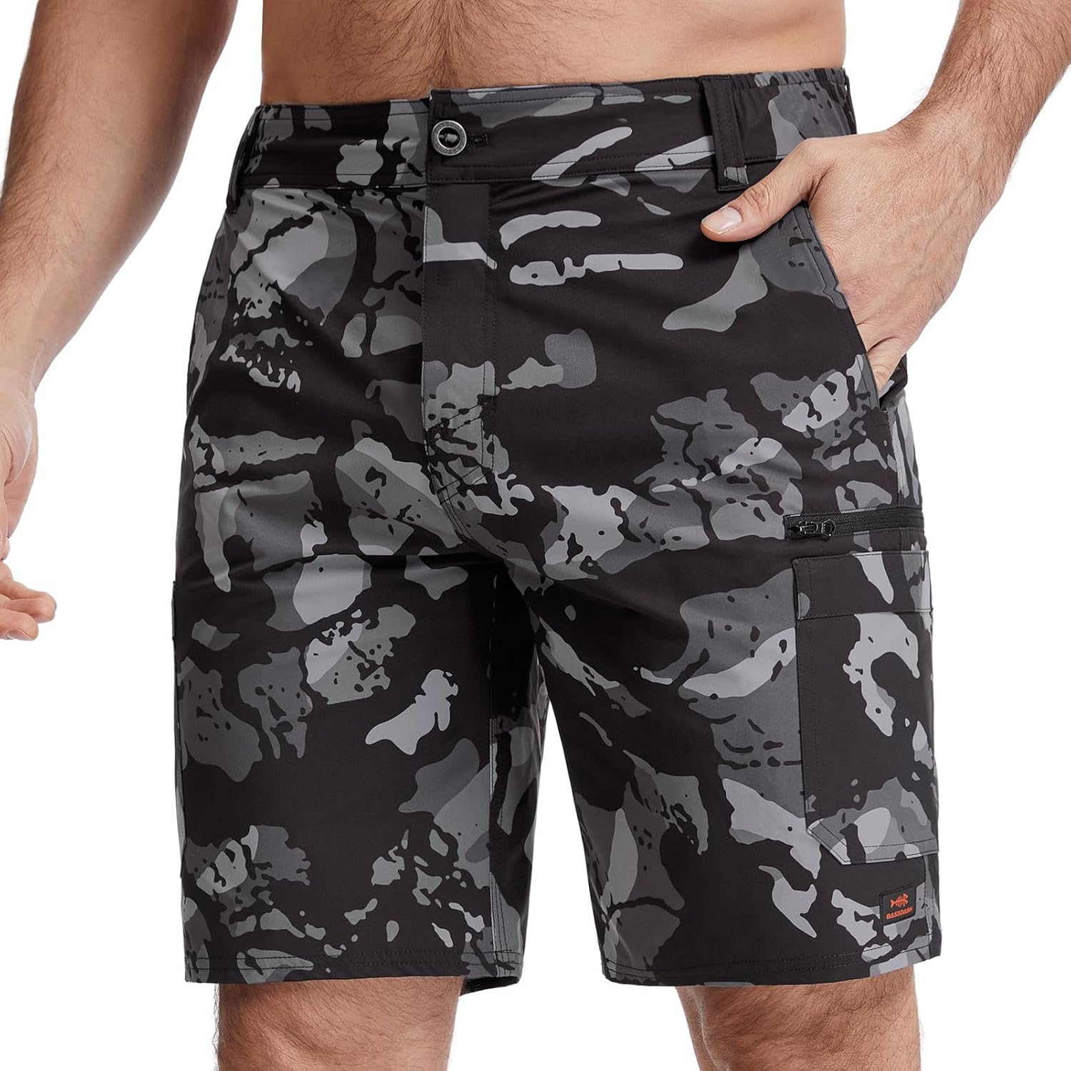 BASSDASH Men’s 9” Fishing Shorts UPF 50+ Stretch Water Resistant Quick Dry for Hiking with Zipper Pocket FP10M
