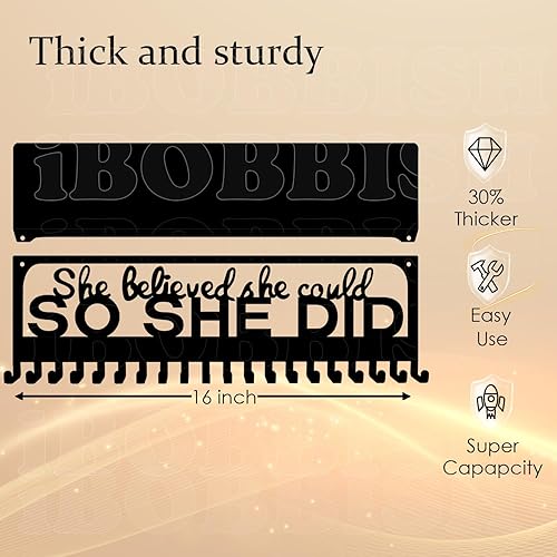 Vista 48 de Metal Medal Hanger Display,Non-Slip Trophy Shelf with 20 Hooks,Wall Mount,Heavy Duty,Non-Bent,Holds 22-33lbs,for Gymnastics,Race,Soccer,Swim Negro