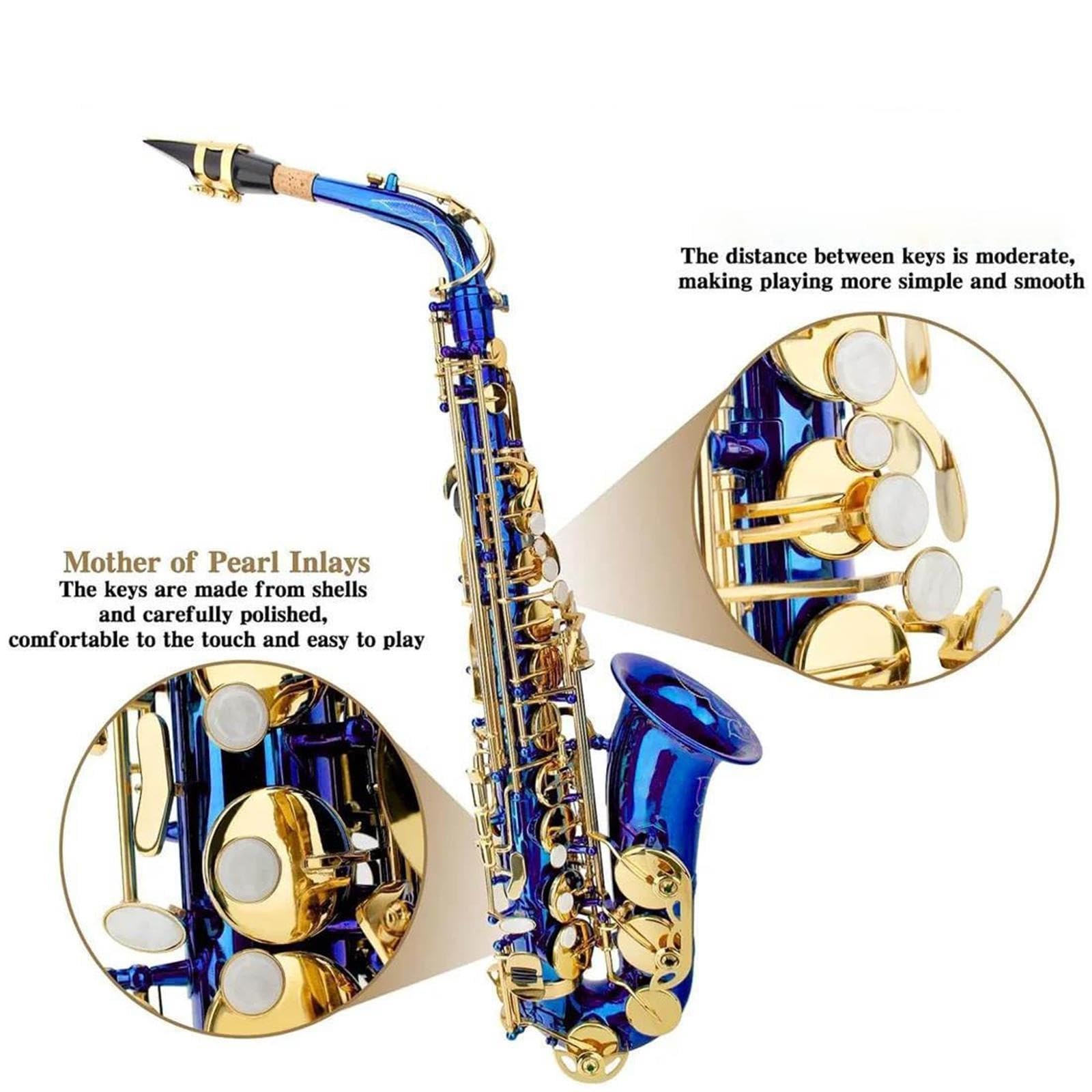 Saxofón Juego Completo De Saxofón Alto Azul En Mi Bemol