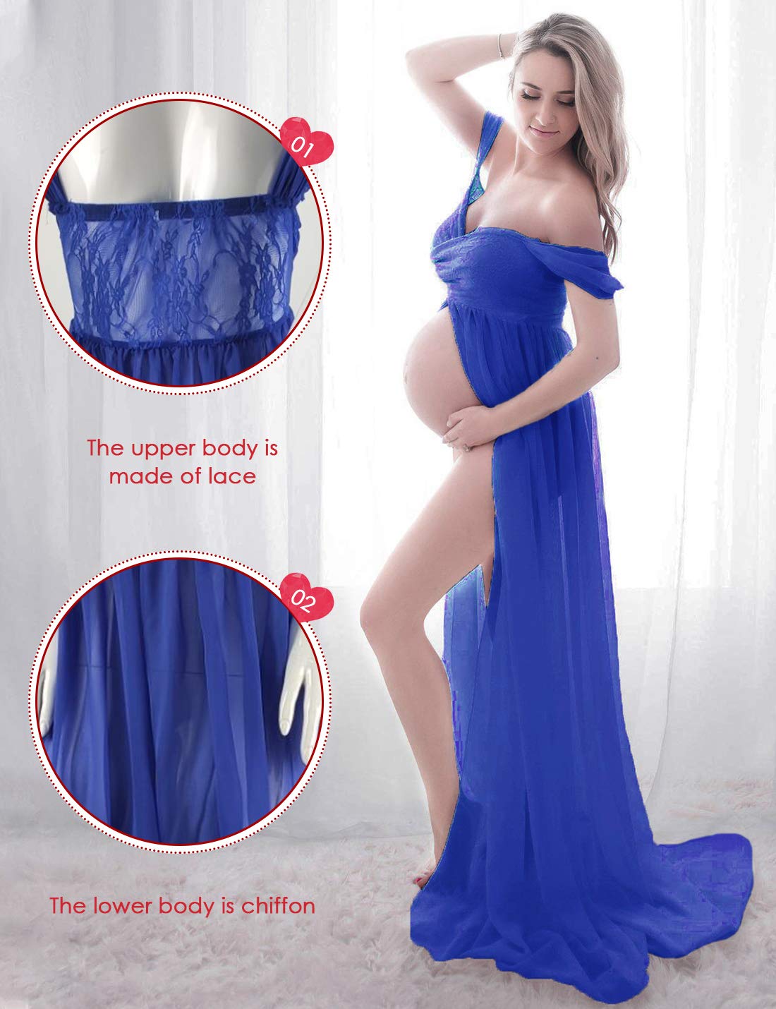 FEOYA - Vestito Premaman Abiti Estivi Gonne Fotografiche Maternità Puntelli Top A Tubo Chiffon Traspirante
