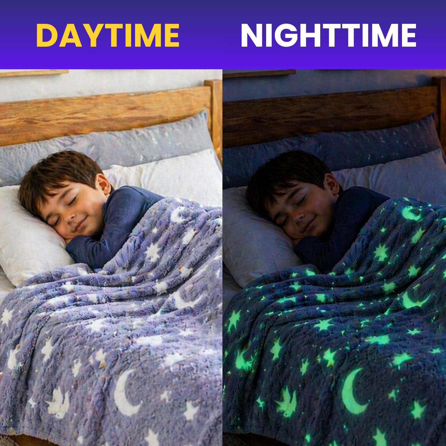 Toy Imagine Glow Blanket for Kids 3β10 Years 150 x 120 cm Glow in The Dark Blanket Soft Flannel Fleece Throw Soft Cozy Warm All Season Blankets for Boys and Girls Gift (Assorted Design Grey) 2